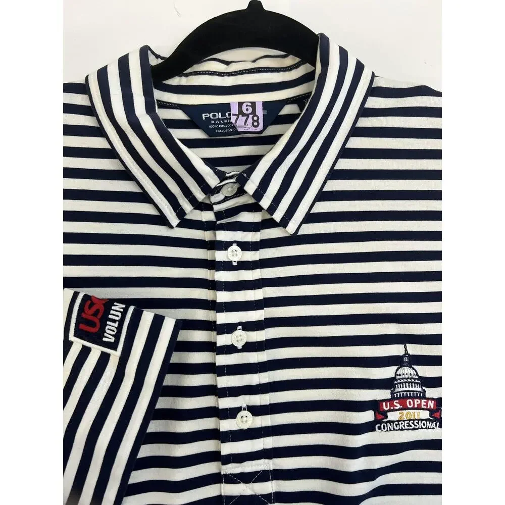 Polo Golf Ralph Lauren Polo Shirt Mens XL Navy US Open 2011‎ Congressional USGA